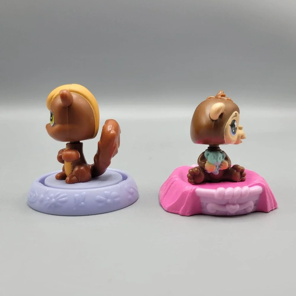 Littlest Pet Shop Animal Figures Brown Monkey Squirrel McDonalds Happy Meal Toy